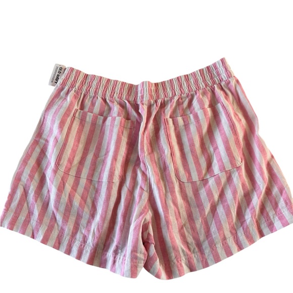 Old Navy Pink White Stripe Linen Blend Lounge Shorts Womens Size Large - Picture 2 of 5